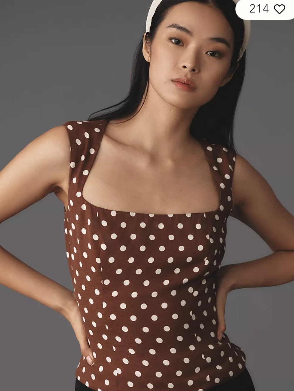 Reformation Brown Polka Dot Square Neck Camisole